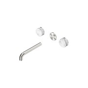 Serenity Wall Basin 185mm Spout + Arabescato Corchia Handle Brushed Nickel gallery detail image