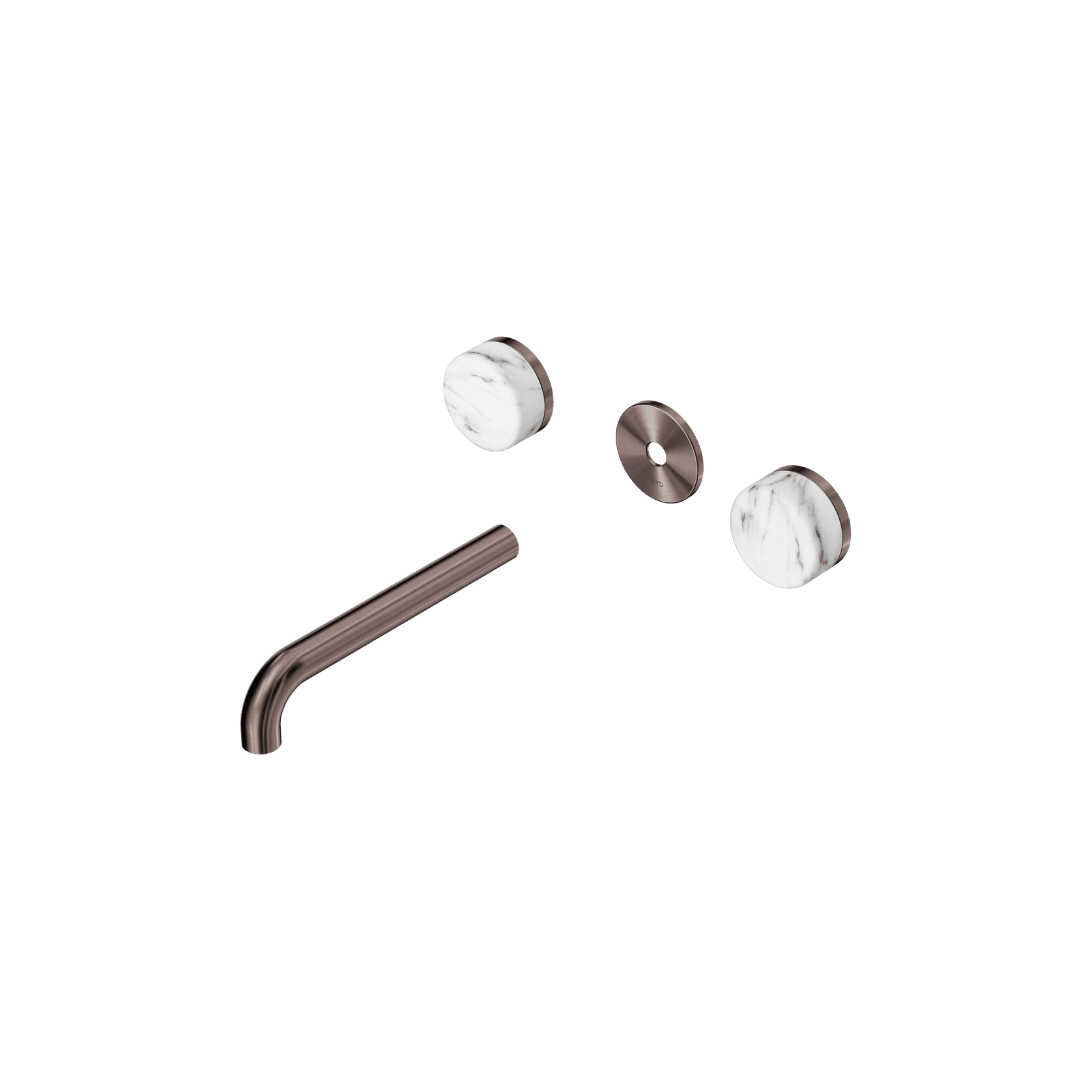 Serenity Wall Basin 185mm Spout + Arabescato Corchia Handle Brushed Bronze gallery detail image