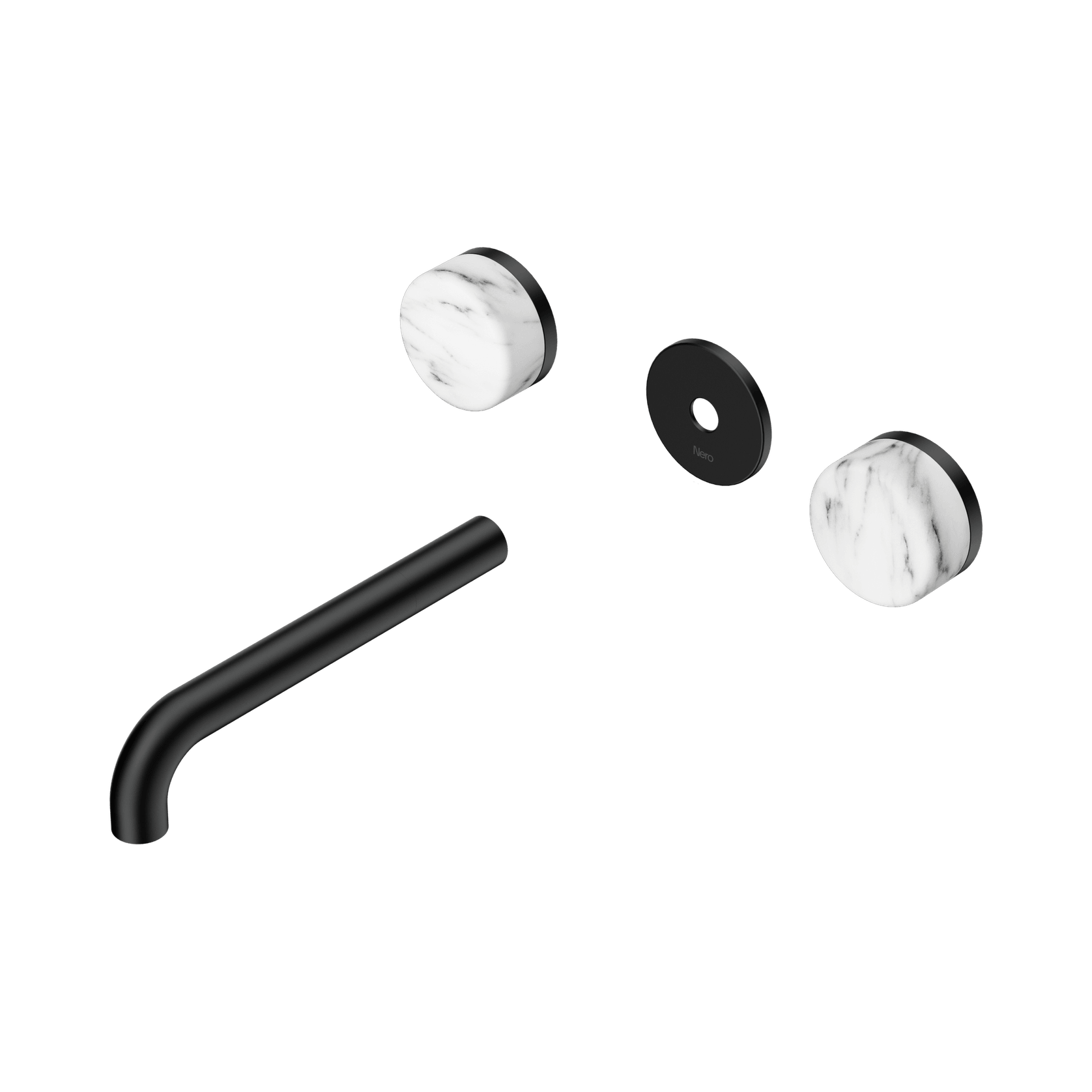 Serenity Wall Basin 185mm Spout + Arabescato Corchia Handle Matte Black gallery detail image