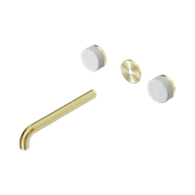 Serenity Wall Basin 220mm Spout + Carrara Handle Brushed Gold gallery detail image