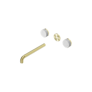 Serenity Wall Basin 220mm Spout + Carrara Handle Brushed Gold gallery detail image