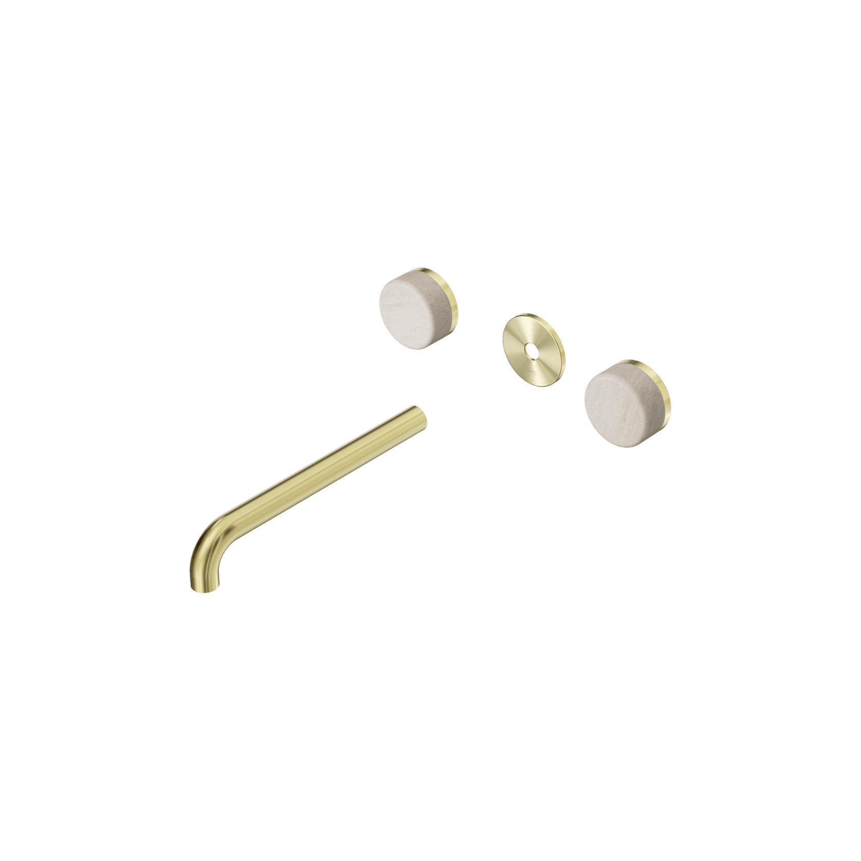 Serenity Wall Basin 220mm Spout + Rome Travertine Handle Brushed Gold gallery detail image