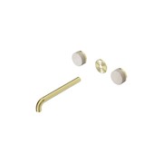 Serenity Wall Basin 220mm Spout + Rome Travertine Handle Brushed Gold gallery detail image