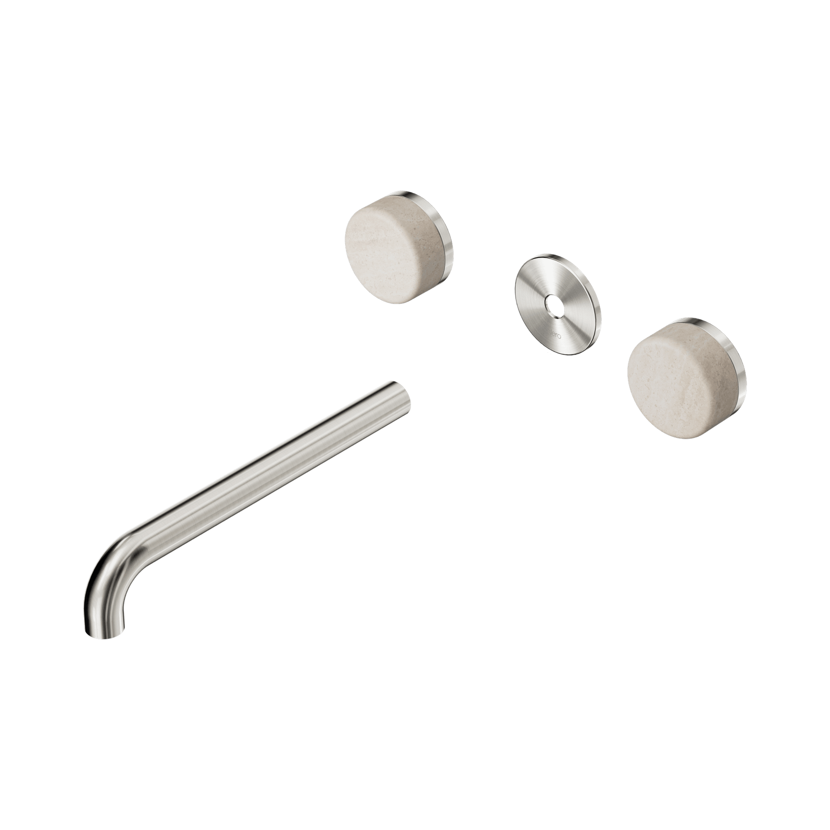 Serenity Wall Basin 220mm Spout + Rome Travertine Handle Brushed Nickel gallery detail image