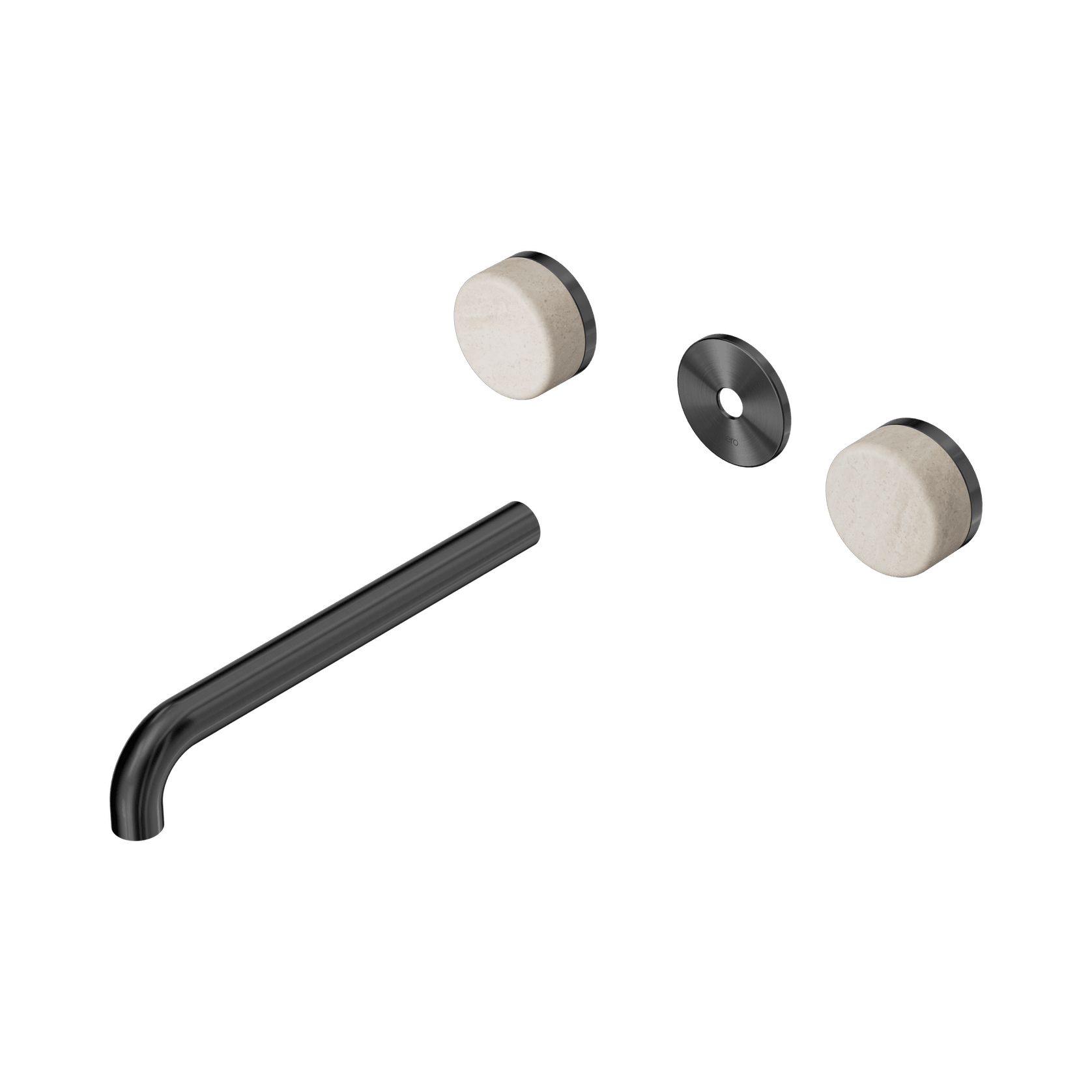 Serenity Wall Basin 220mm Spout + Rome Travertine Handle Gun Metal gallery detail image