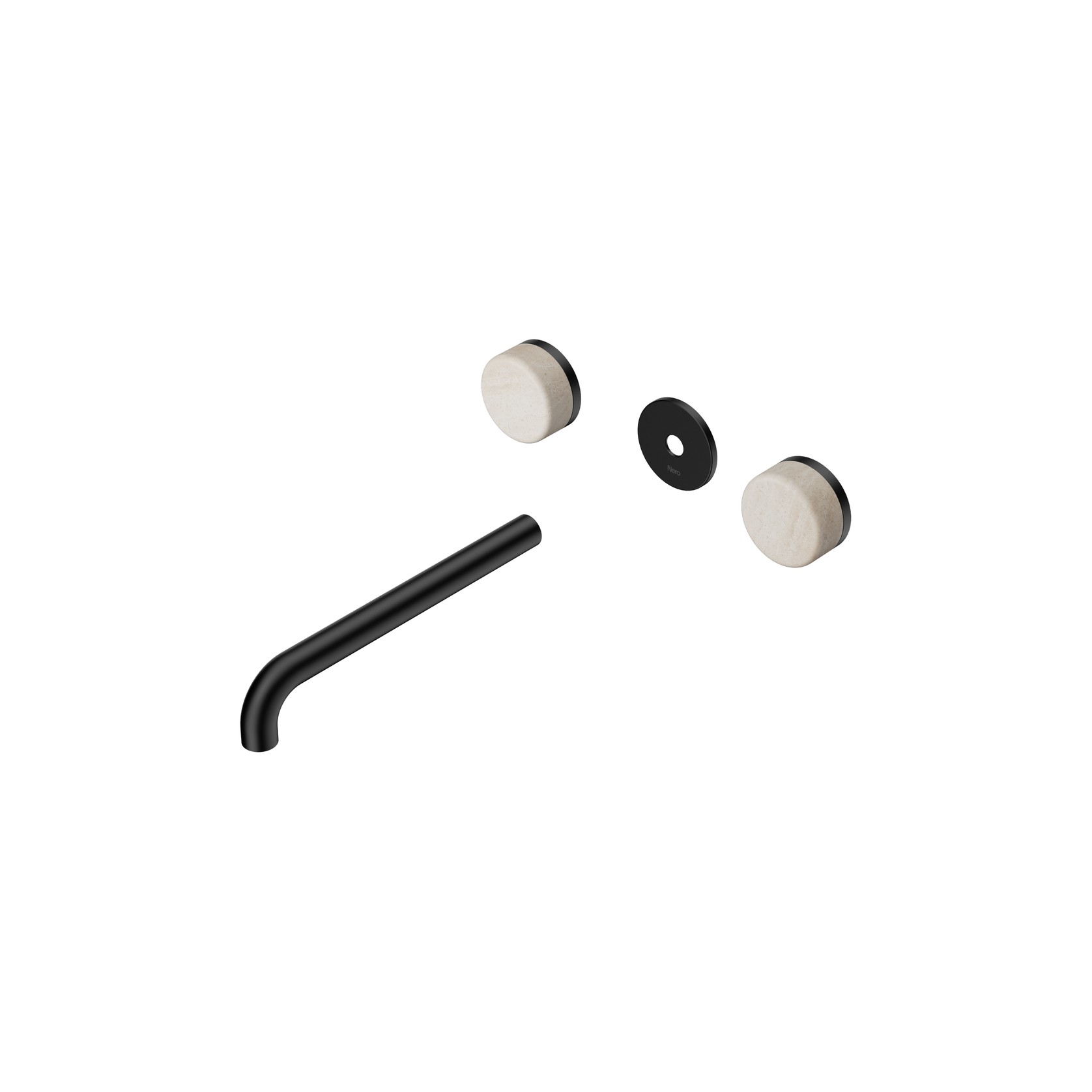 Serenity Wall Basin 220mm Spout + Rome Travertine Handle Matte Black gallery detail image