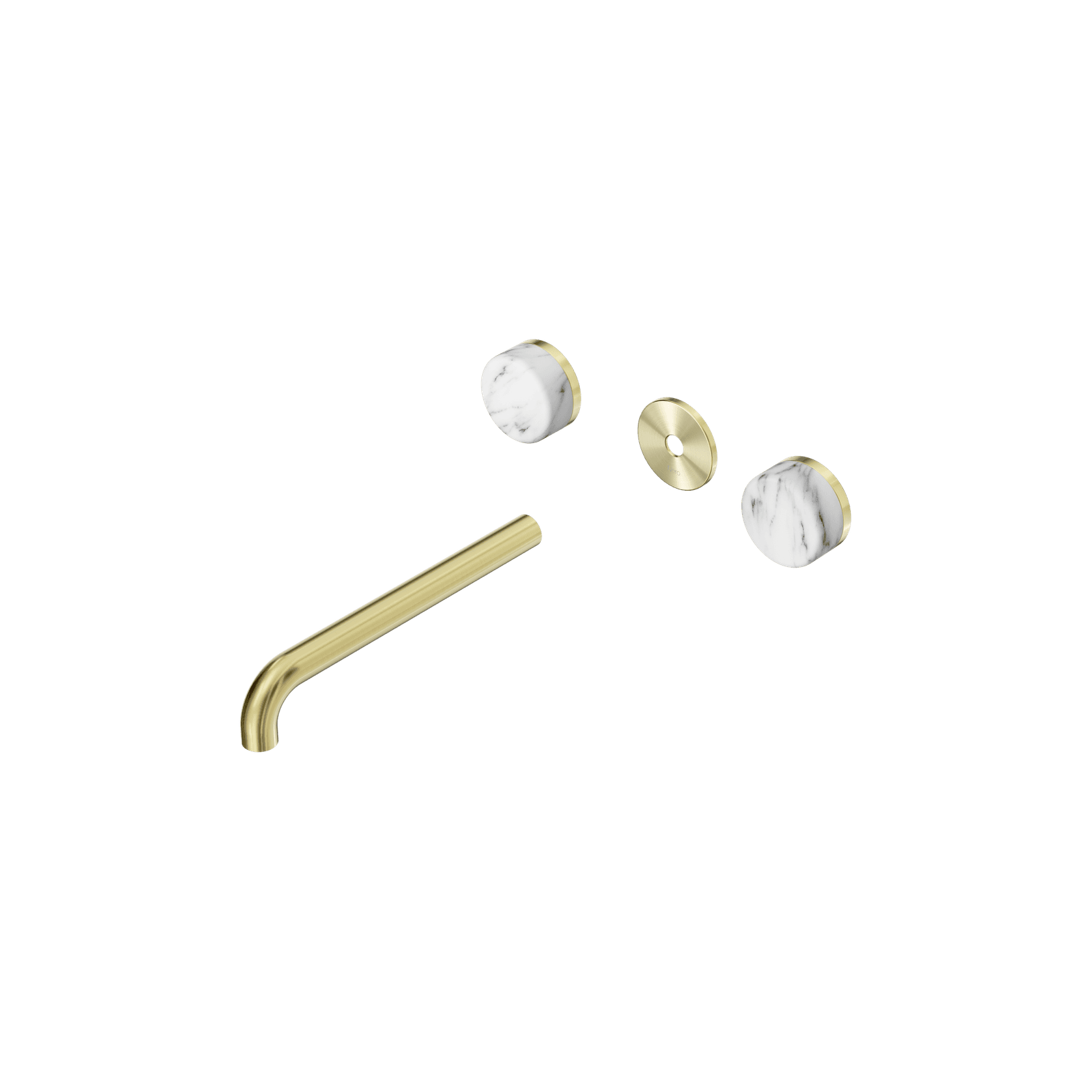 Serenity Wall Basin 220mm Spout + Arabescato Corchia Handle Brushed Gold gallery detail image