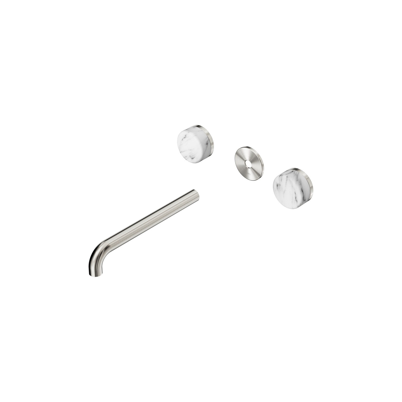 Serenity Wall Basin 220mm Spout + Arabescato Corchia Handle Brushed Nickel gallery detail image