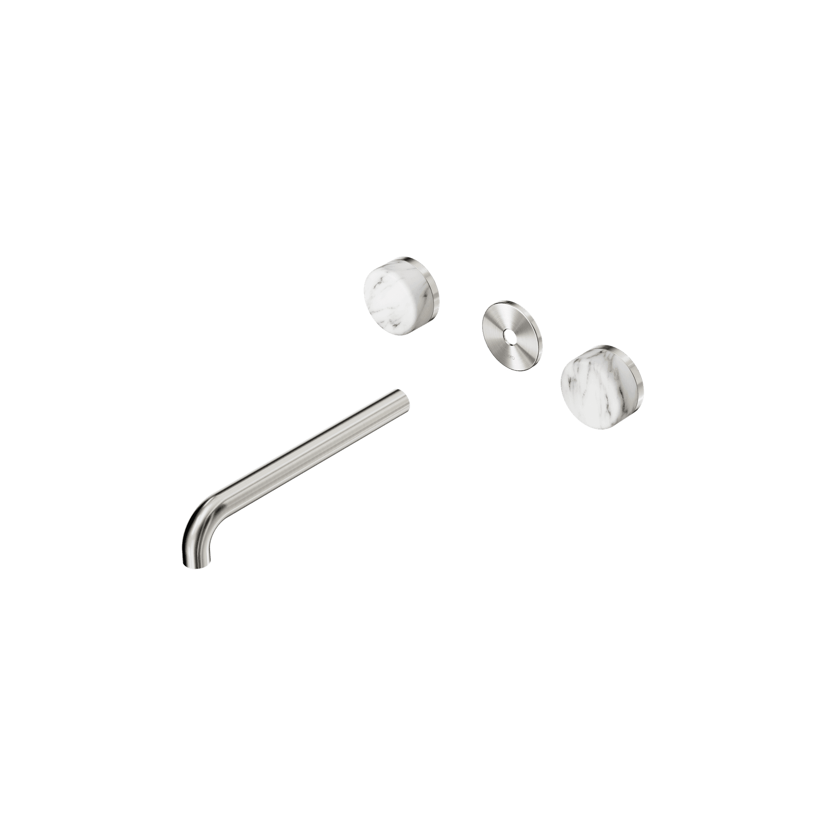 Serenity Wall Basin 220mm Spout + Arabescato Corchia Handle Brushed Nickel gallery detail image