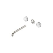 Serenity Wall Basin 220mm Spout + Arabescato Corchia Handle Brushed Nickel gallery detail image