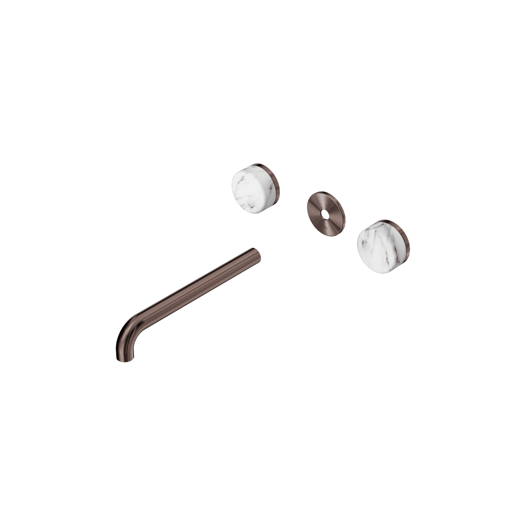 Serenity Wall Basin 220mm Spout + Arabescato Corchia Handle Brushed Bronze gallery detail image