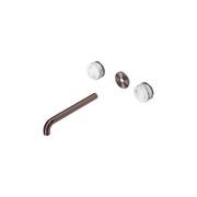 Serenity Wall Basin 220mm Spout + Arabescato Corchia Handle Brushed Bronze gallery detail image
