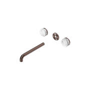 Serenity Wall Basin 220mm Spout + Arabescato Corchia Handle Brushed Bronze gallery detail image