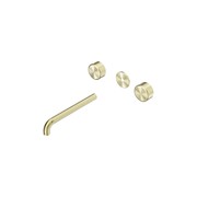 Serenity Wall Basin 220mm Spout + Metal Handle Brushed Gold gallery detail image