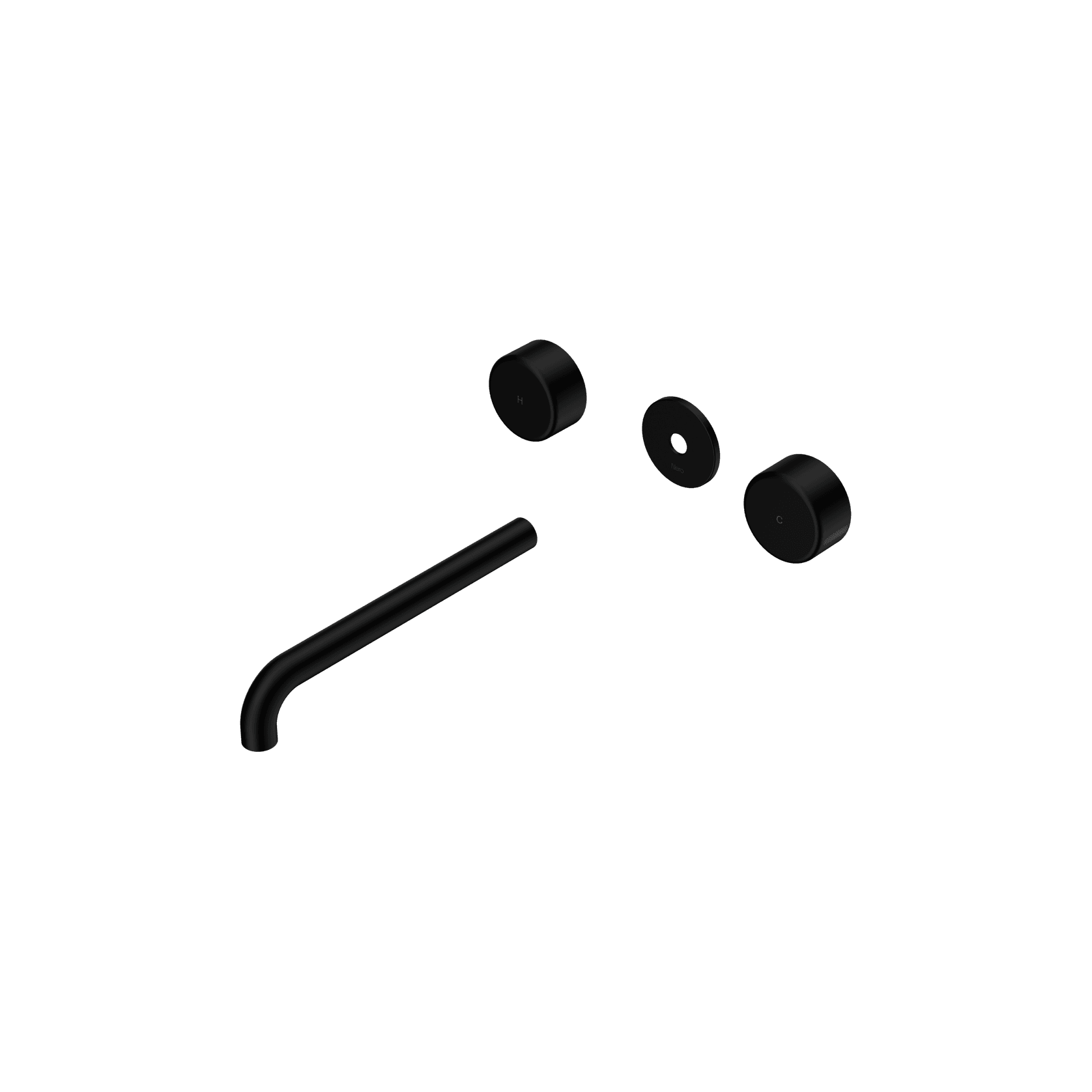 Serenity Wall Basin 220mm Spout + Metal Handle Matte Black gallery detail image