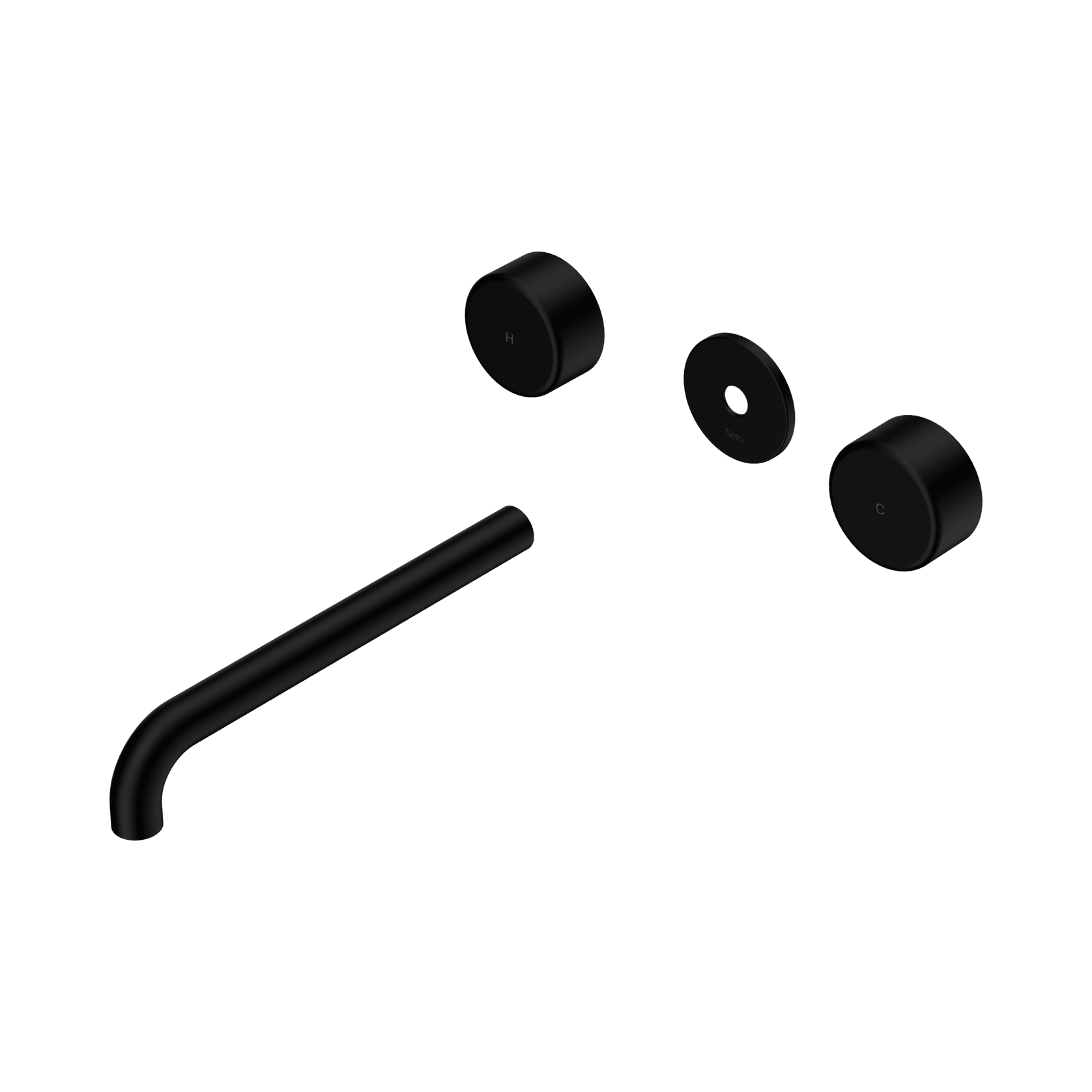 Serenity Wall Basin 220mm Spout + Metal Handle Matte Black gallery detail image