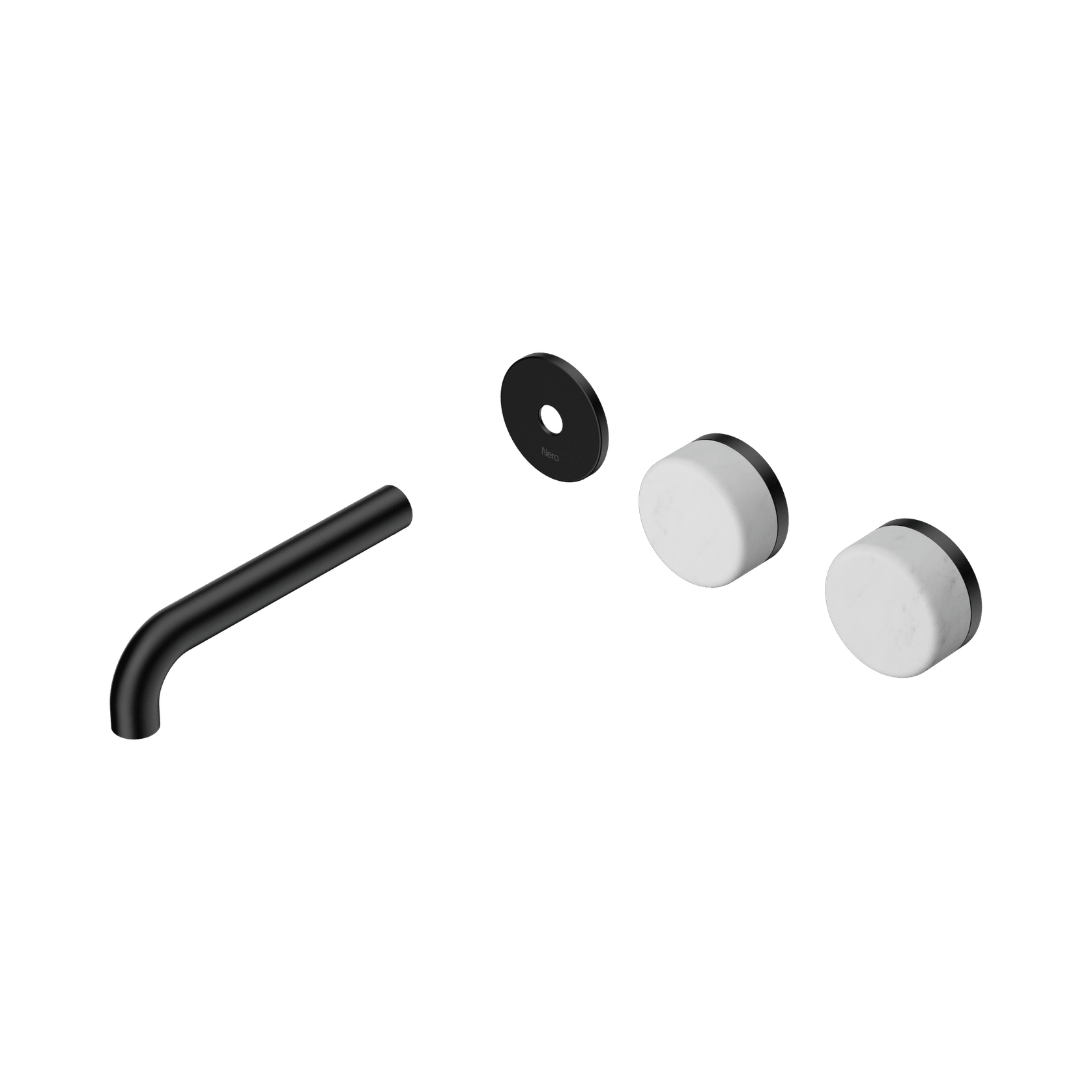 Serenity Wall Basin 160mm Offspout + Carrara Handle Matte Black gallery detail image