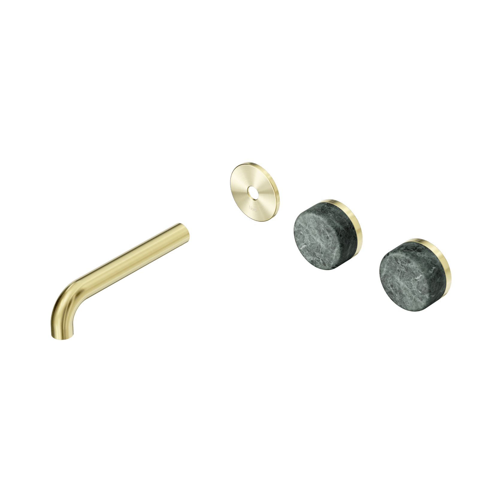 Serenity Wall Basin 160mm Offspout + Verde Alpi Handle Brushed Gold gallery detail image