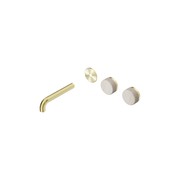 Serenity Wall Basin 160mm Offspout + Rome Travertine Handle Brushed Gold gallery detail image
