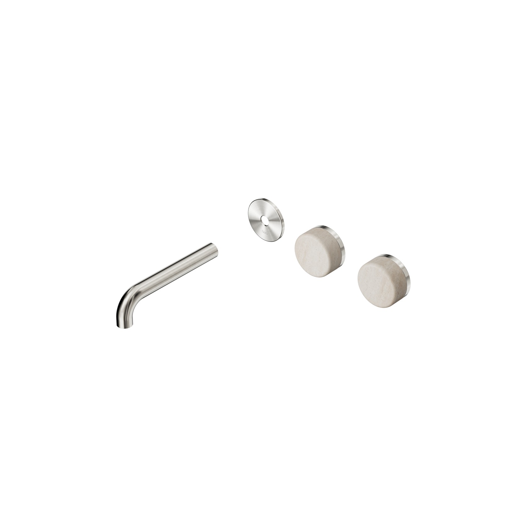 Serenity Wall Basin 160mm Offspout + Rome Travertine Handle Brushed Nickel gallery detail image