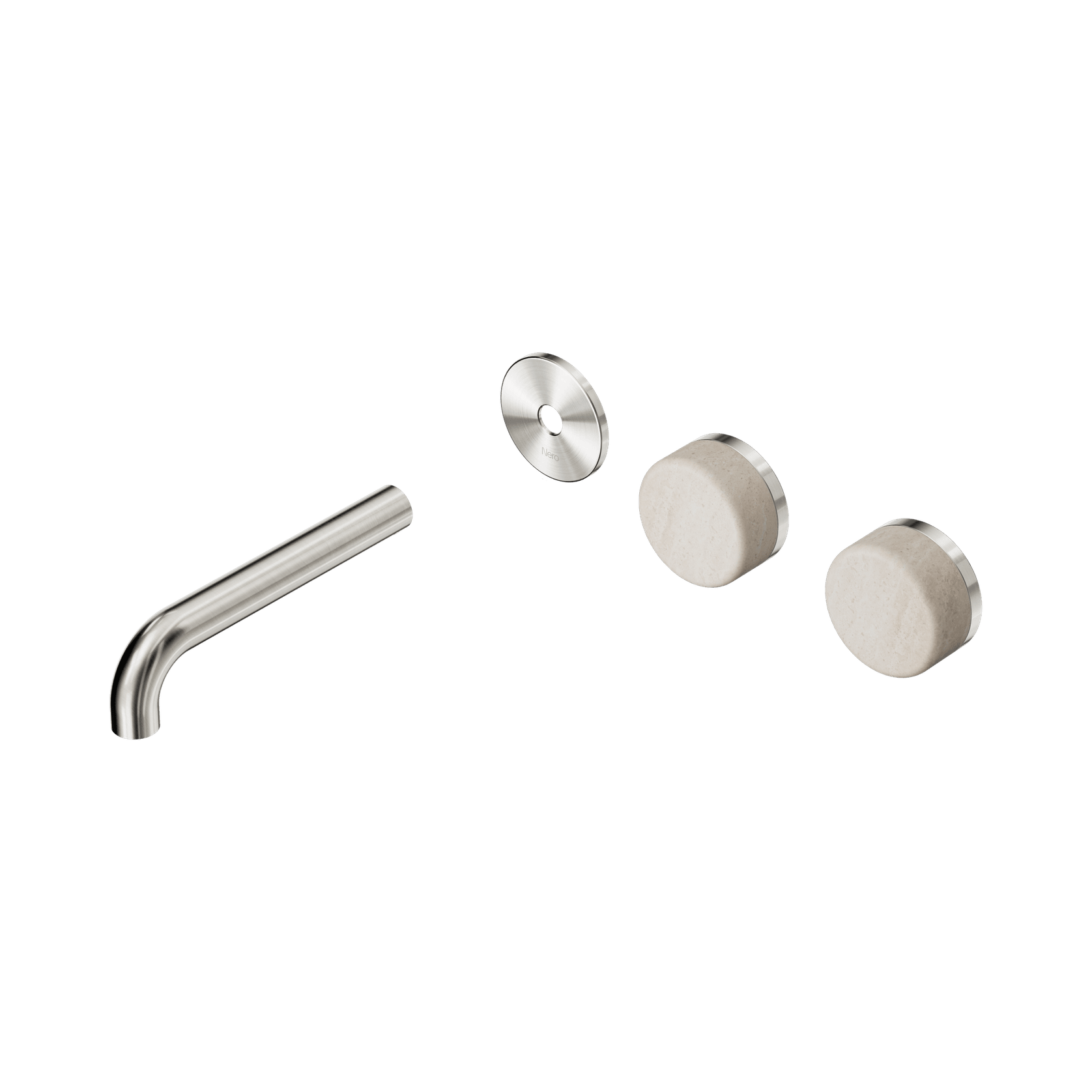 Serenity Wall Basin 160mm Offspout + Rome Travertine Handle Brushed Nickel gallery detail image