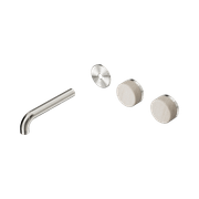 Serenity Wall Basin 160mm Offspout + Rome Travertine Handle Brushed Nickel gallery detail image