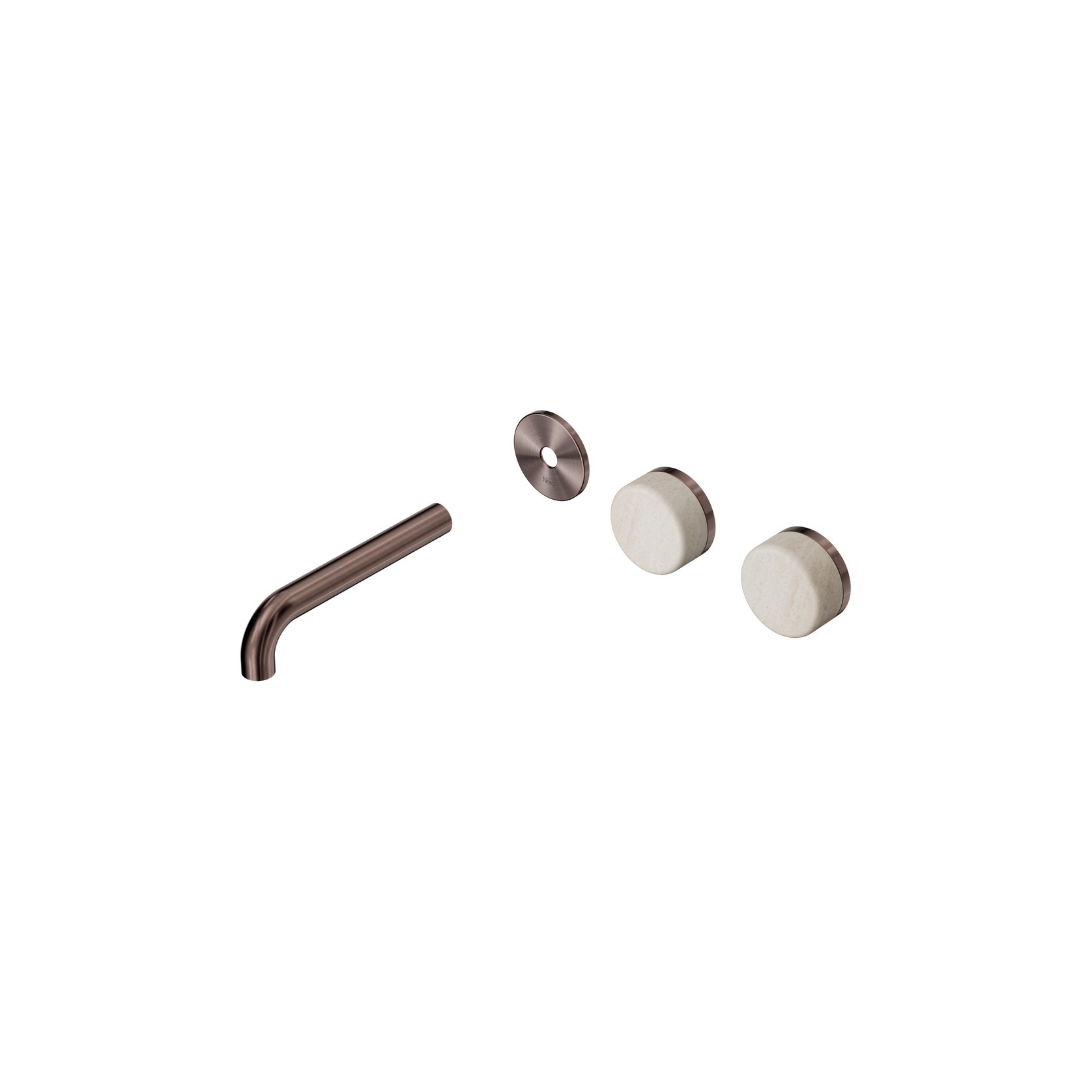 Serenity Wall Basin 160mm Offspout + Rome Travertine Handle Brushed Bronze gallery detail image