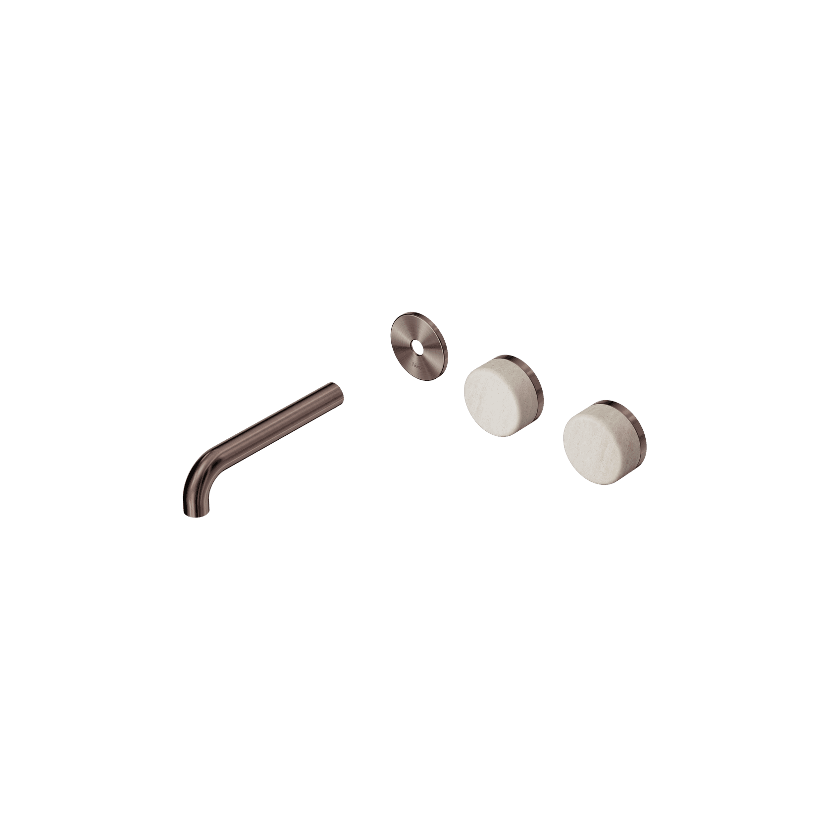 Serenity Wall Basin 160mm Offspout + Rome Travertine Handle Brushed Bronze gallery detail image