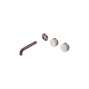 Serenity Wall Basin 160mm Offspout + Rome Travertine Handle Brushed Bronze gallery detail image