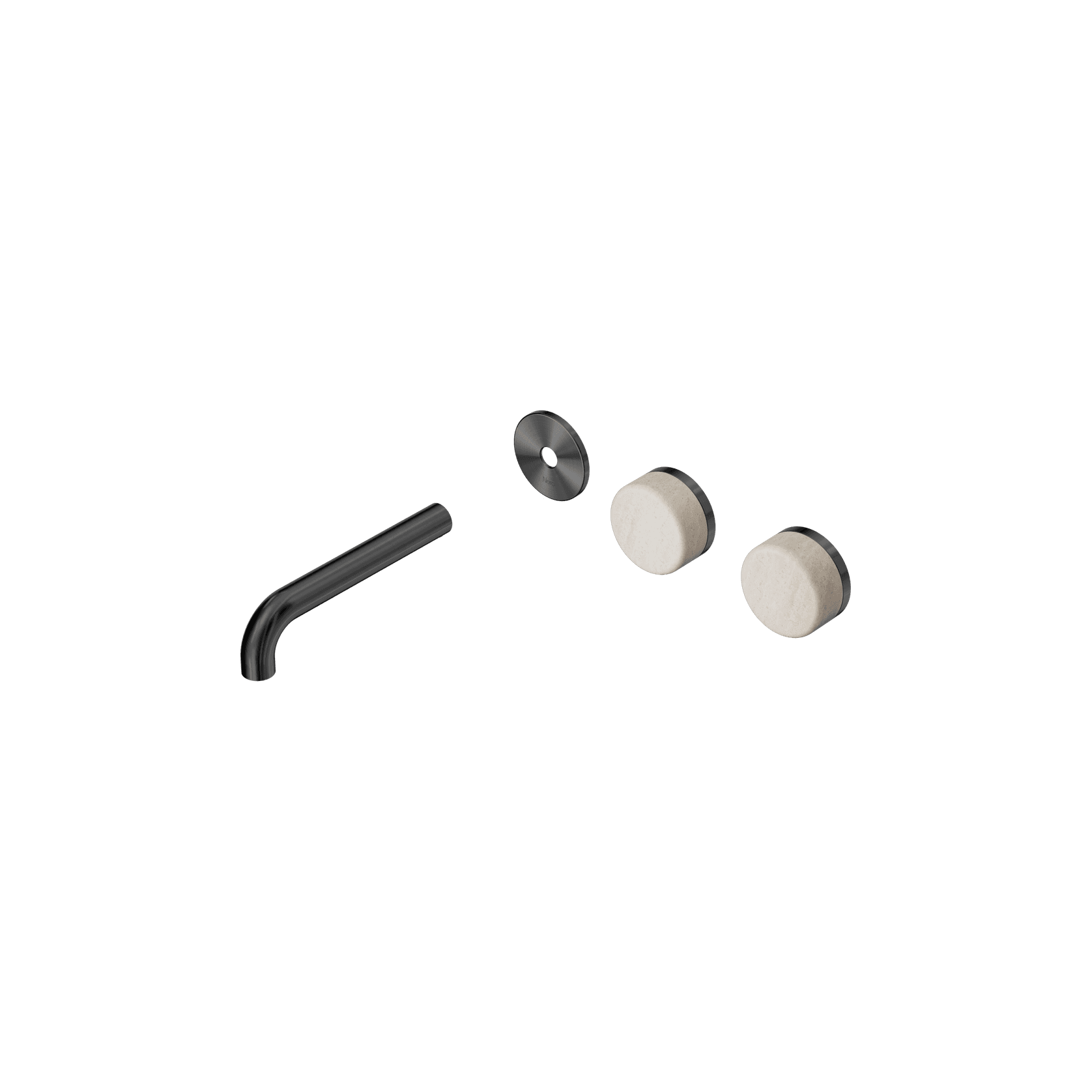 Serenity Wall Basin 160mm Offspout + Rome Travertine Handle Gun Metal gallery detail image