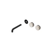 Serenity Wall Basin 160mm Offspout + Rome Travertine Handle Matte Black gallery detail image