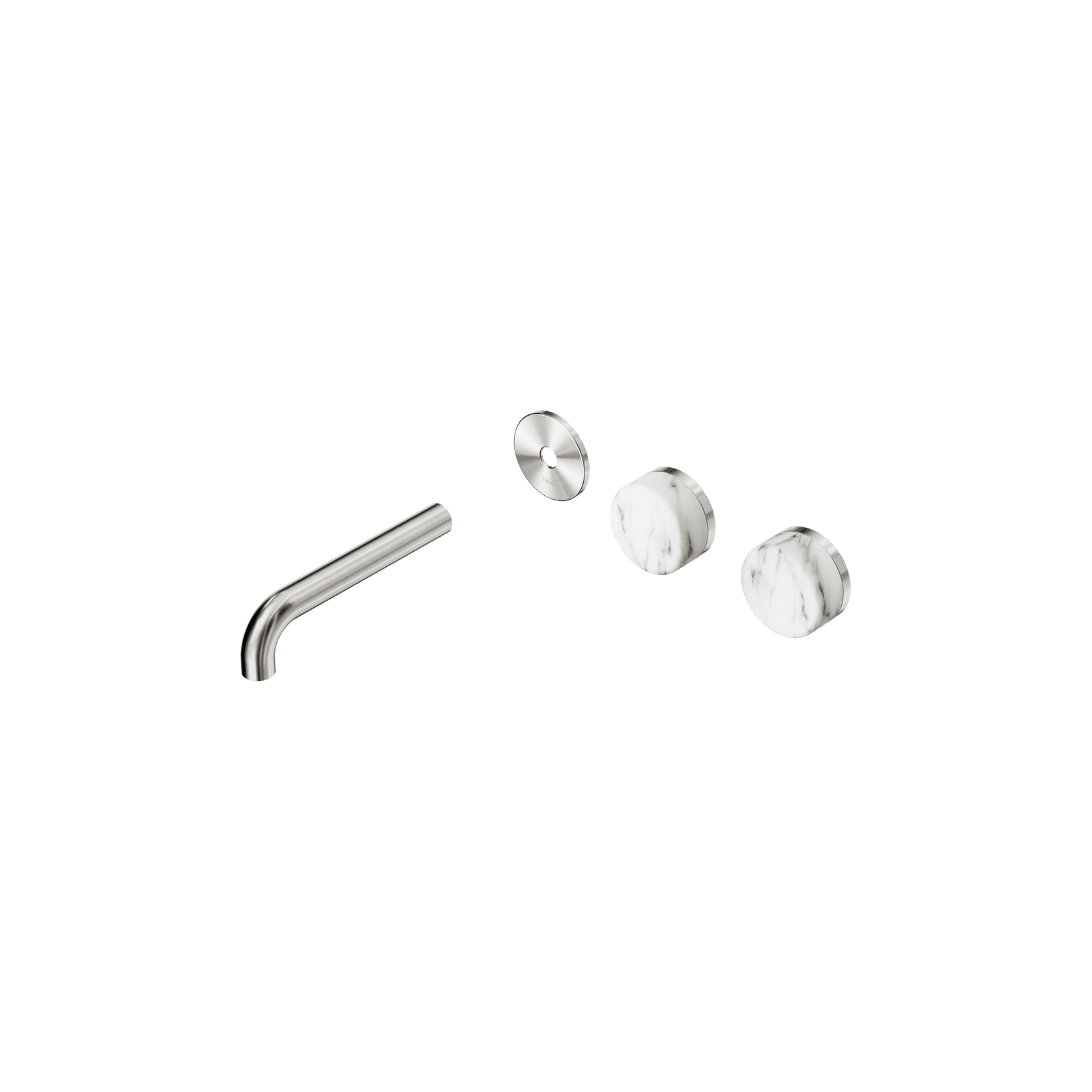 Serenity Wall Basin 160mm Offspout + Arabescato Corchia Handle Brushed Nickel gallery detail image