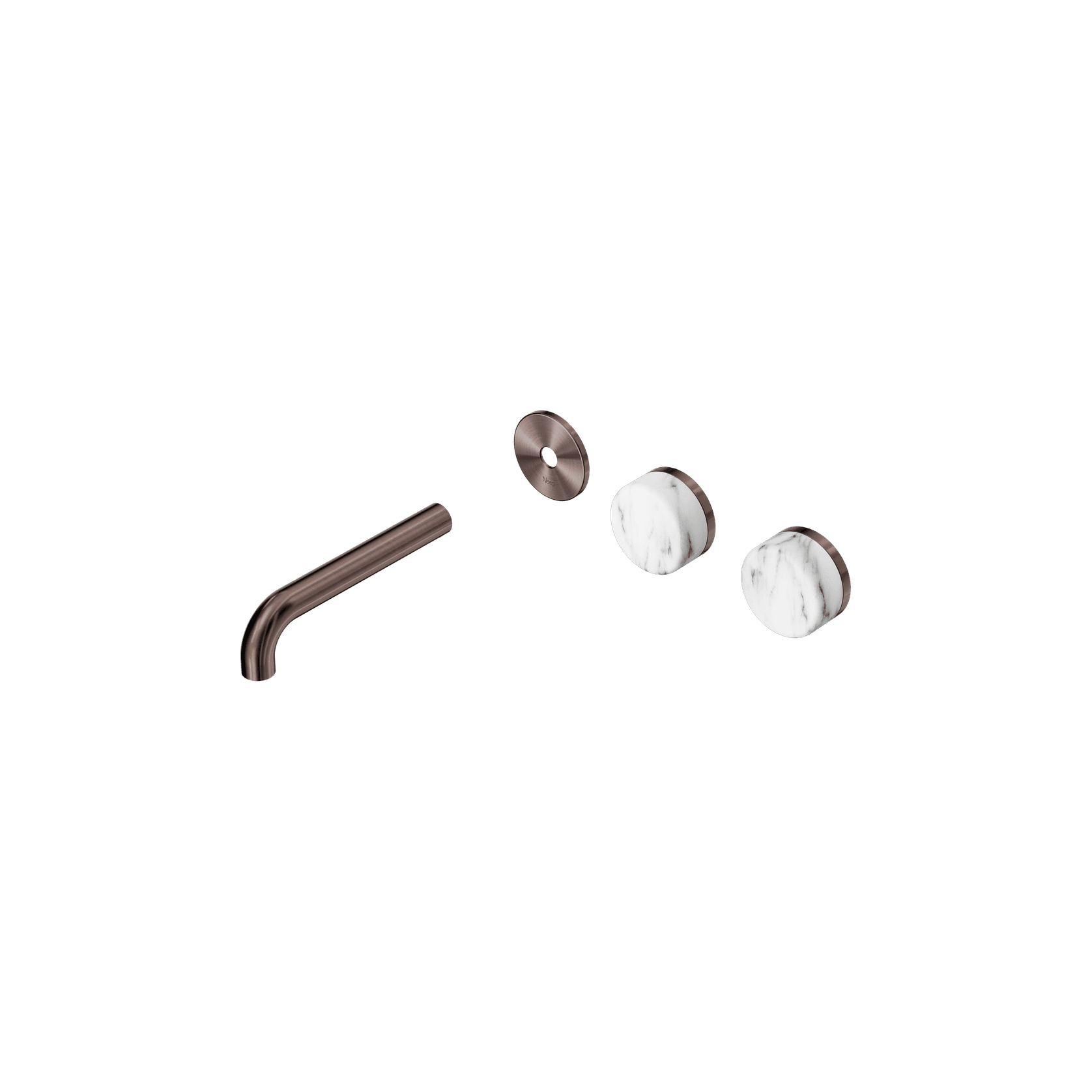 Serenity Wall Basin 160mm Offspout + Arabescato Corchia Handle Brushed Bronze gallery detail image