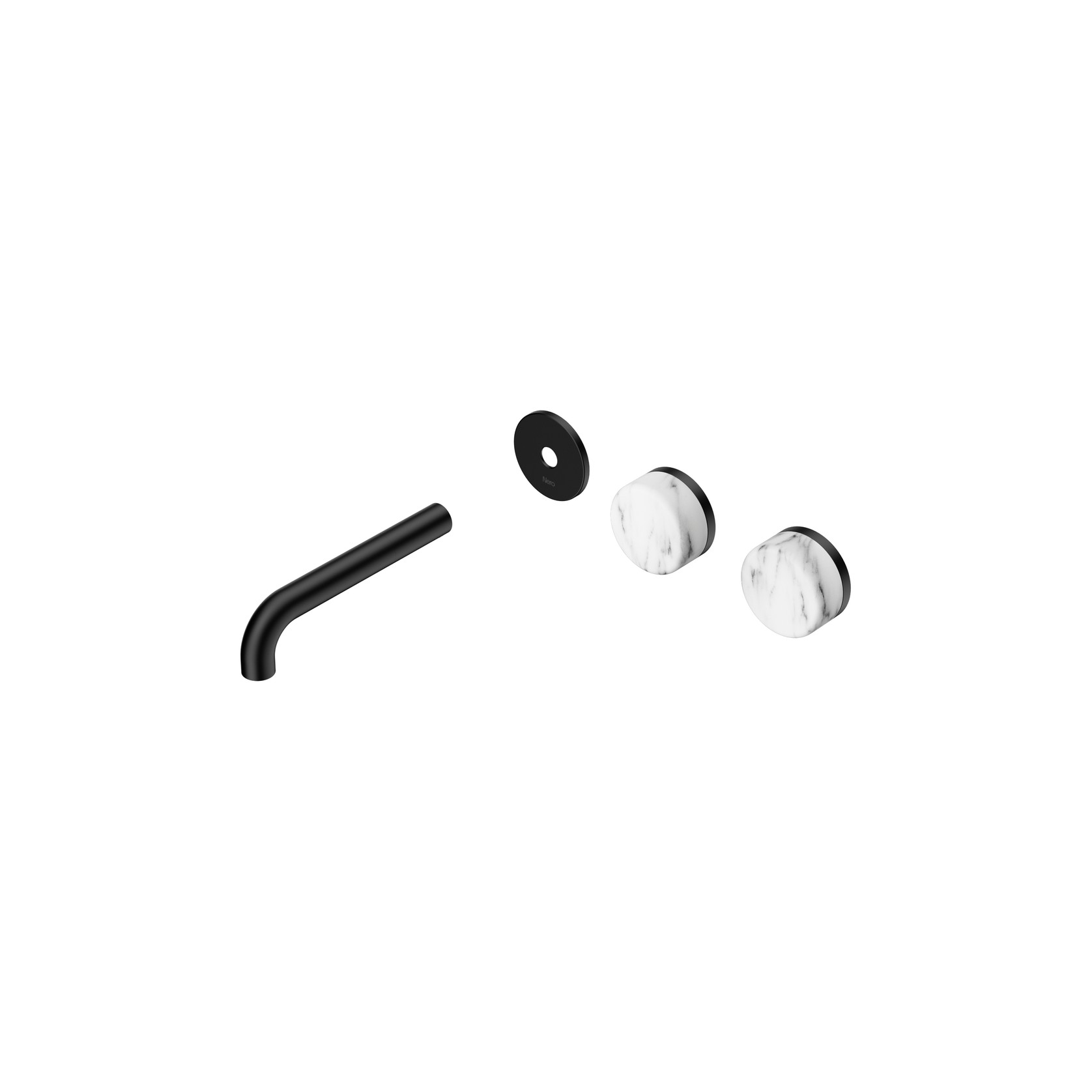 Serenity Wall Basin 160mm Offspout + Arabescato Corchia Handle Matte Black gallery detail image