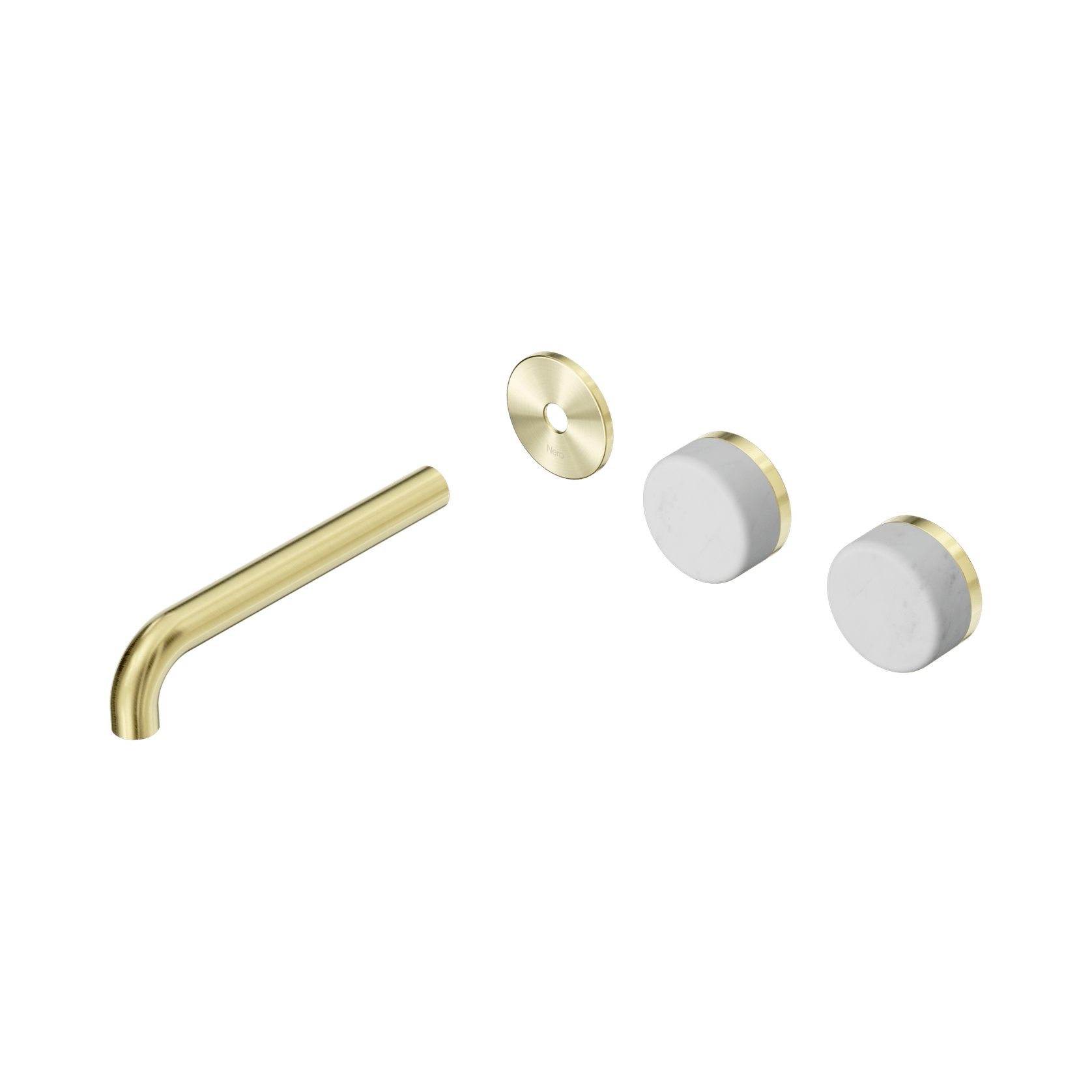 Serenity Wall Basin 185mm Offspout + Carrara Handle Brushed Gold gallery detail image