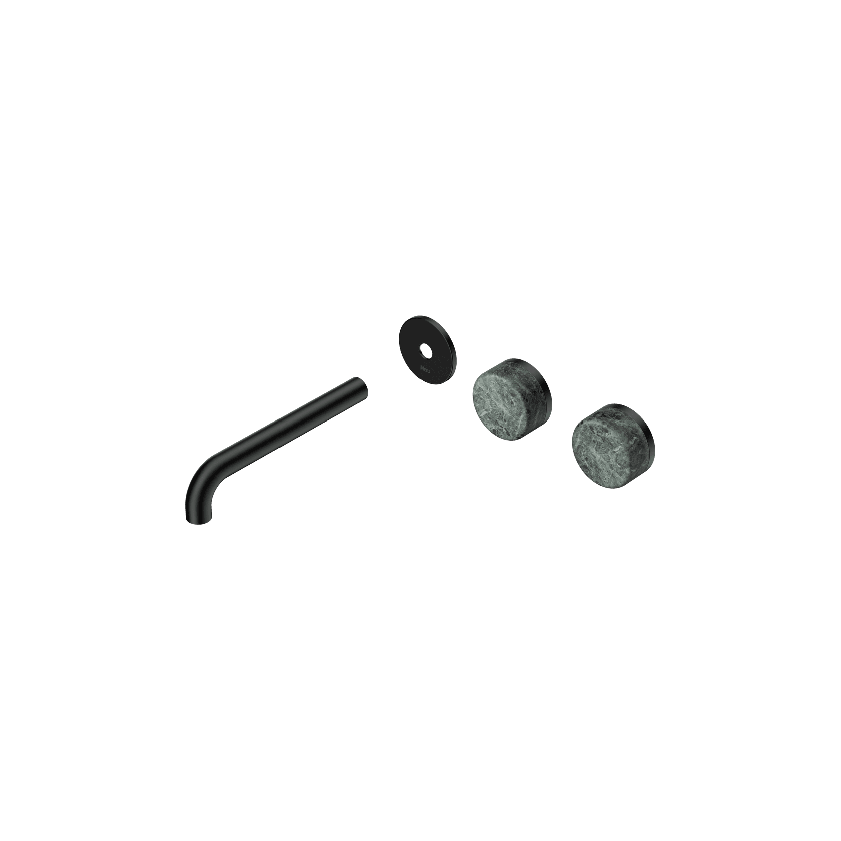 Serenity Wall Basin 185mm Offspout + Verde Alpi Handle Matte Black gallery detail image