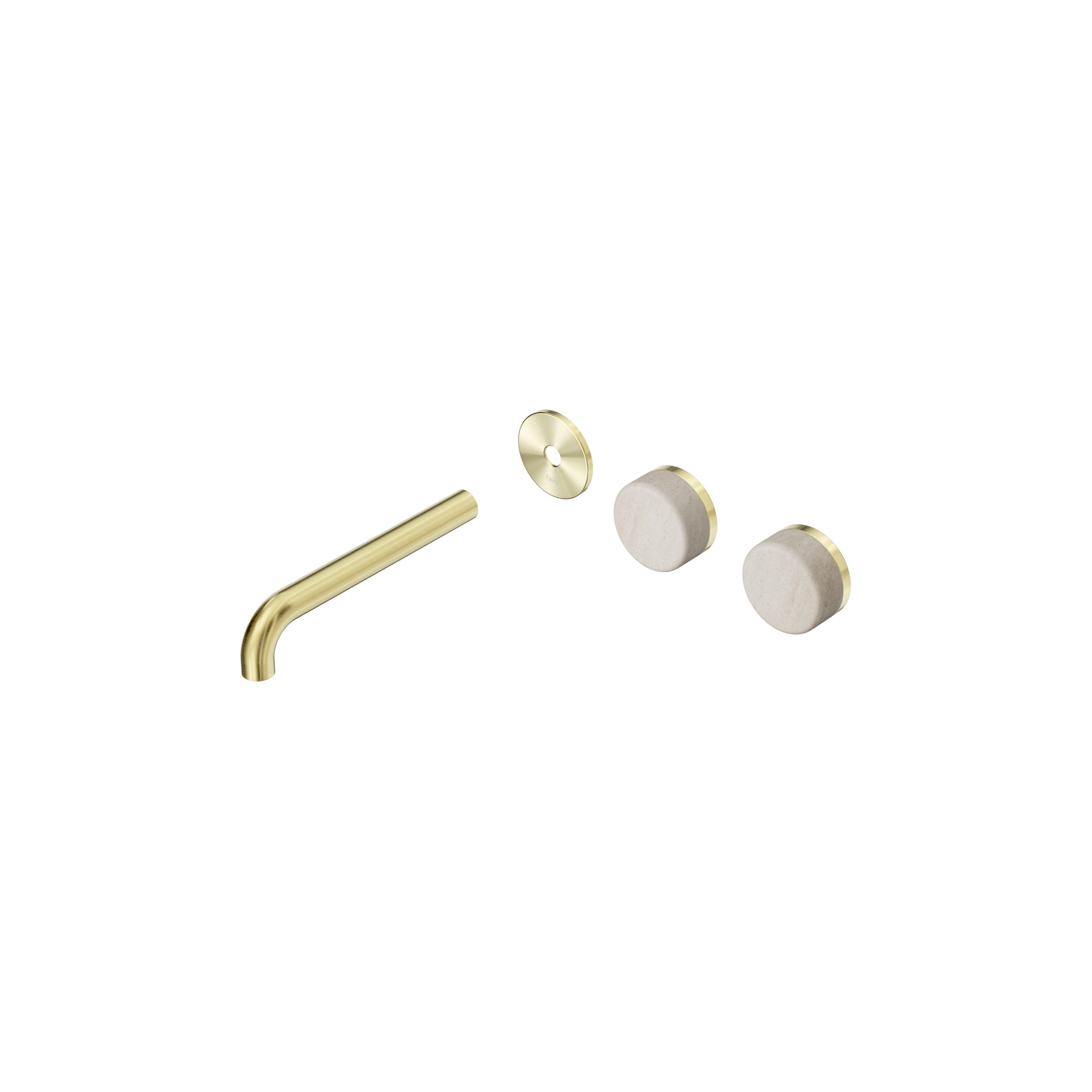 Serenity Wall Basin 185mm Offspout + Rome Travertine Handle Brushed Gold gallery detail image