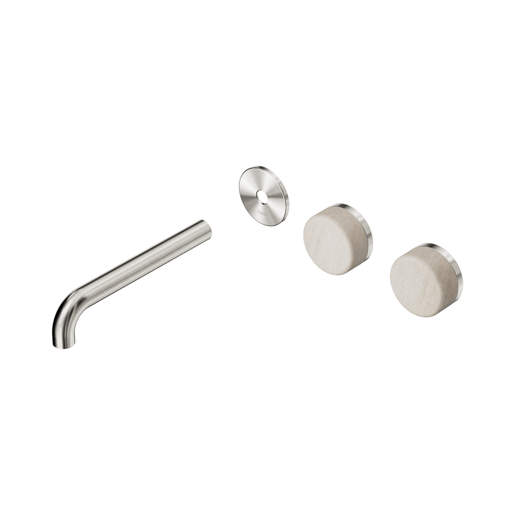 Serenity Wall Basin 185mm Offspout + Rome Travertine Handle Brushed Nickel gallery detail image