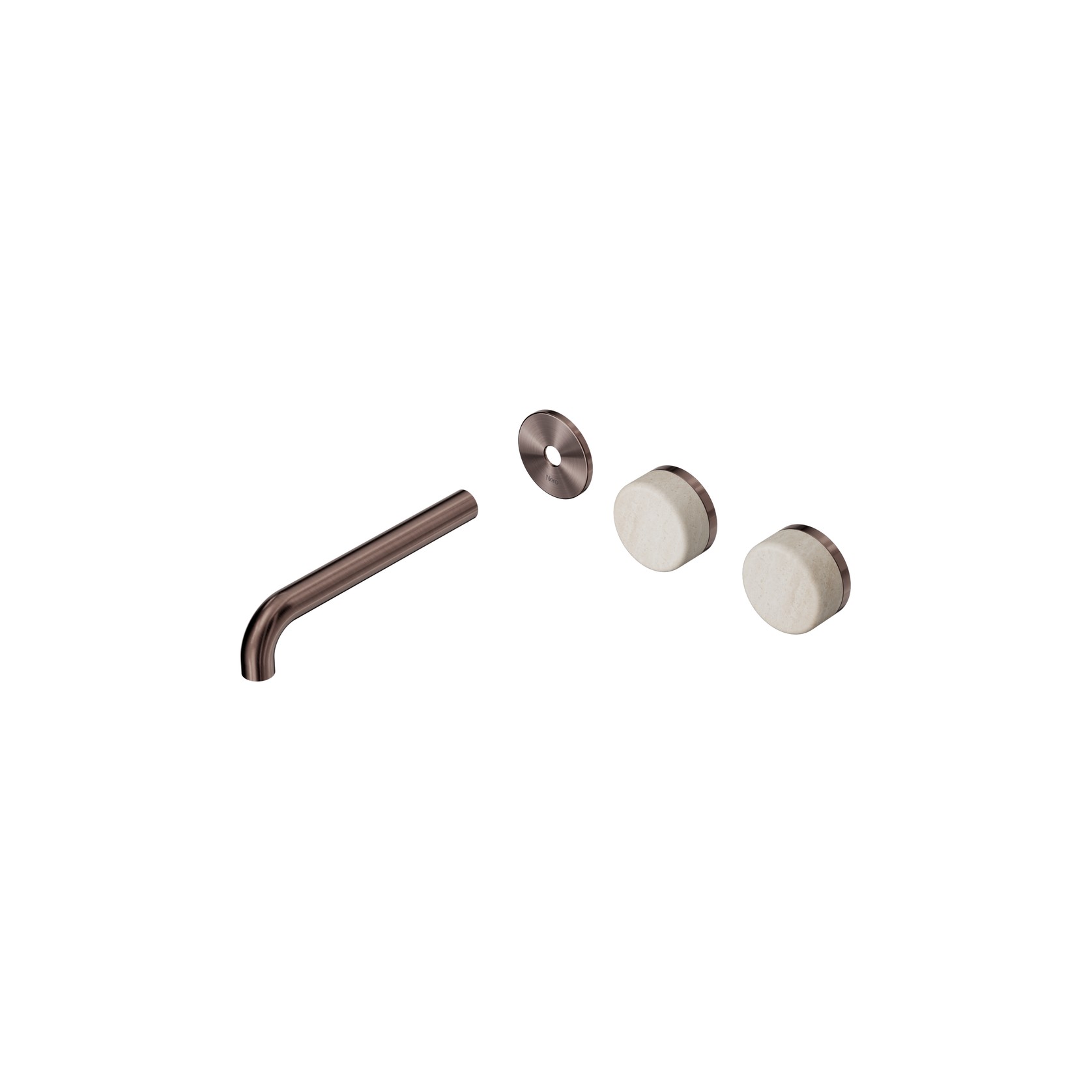Serenity Wall Basin 185mm Offspout + Rome Travertine Handle Brushed Bronze gallery detail image