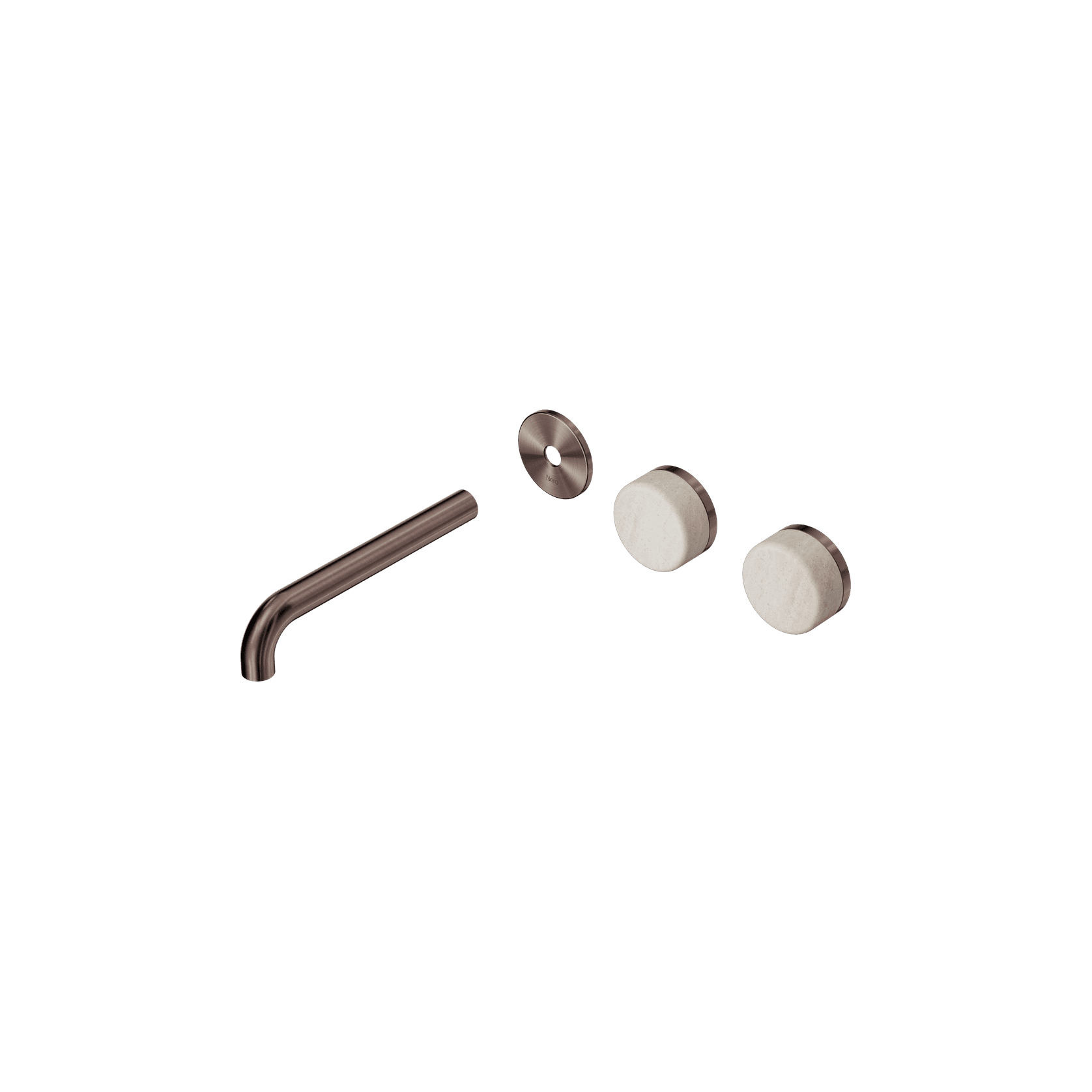 Serenity Wall Basin 185mm Offspout + Rome Travertine Handle Brushed Bronze gallery detail image