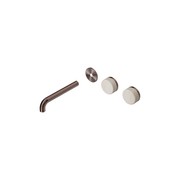 Serenity Wall Basin 185mm Offspout + Rome Travertine Handle Brushed Bronze gallery detail image