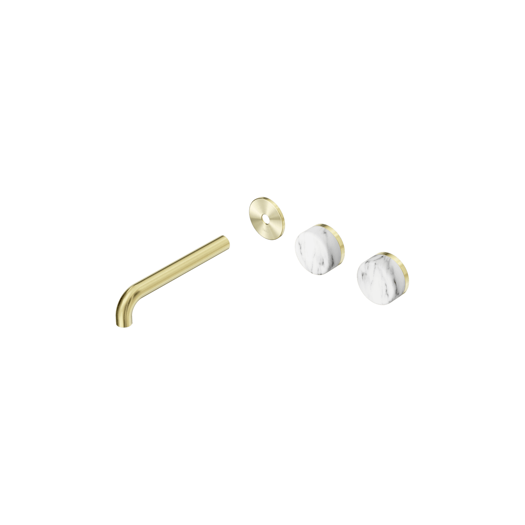 Serenity Wall Basin 185mm Offspout + Arabescato Corchia Handle Brushed Gold gallery detail image