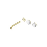 Serenity Wall Basin 185mm Offspout + Arabescato Corchia Handle Brushed Gold gallery detail image
