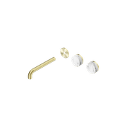 Serenity Wall Basin 185mm Offspout + Arabescato Corchia Handle Brushed Gold gallery detail image