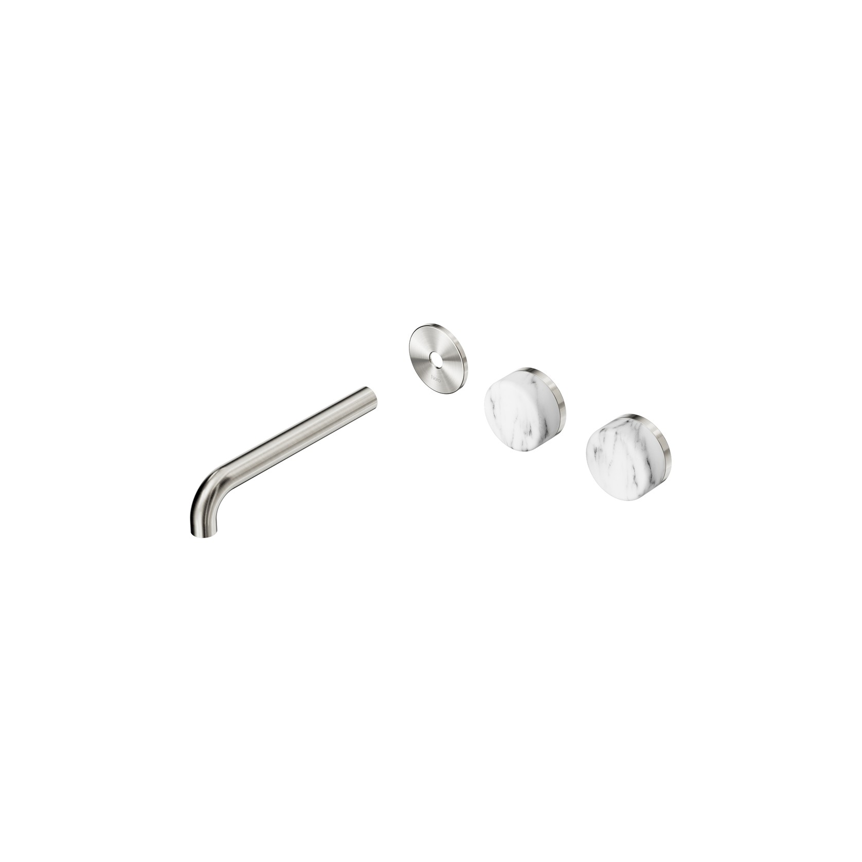 Serenity Wall Basin 185mm Offspout + Arabescato Corchia Handle Brushed Nickel gallery detail image