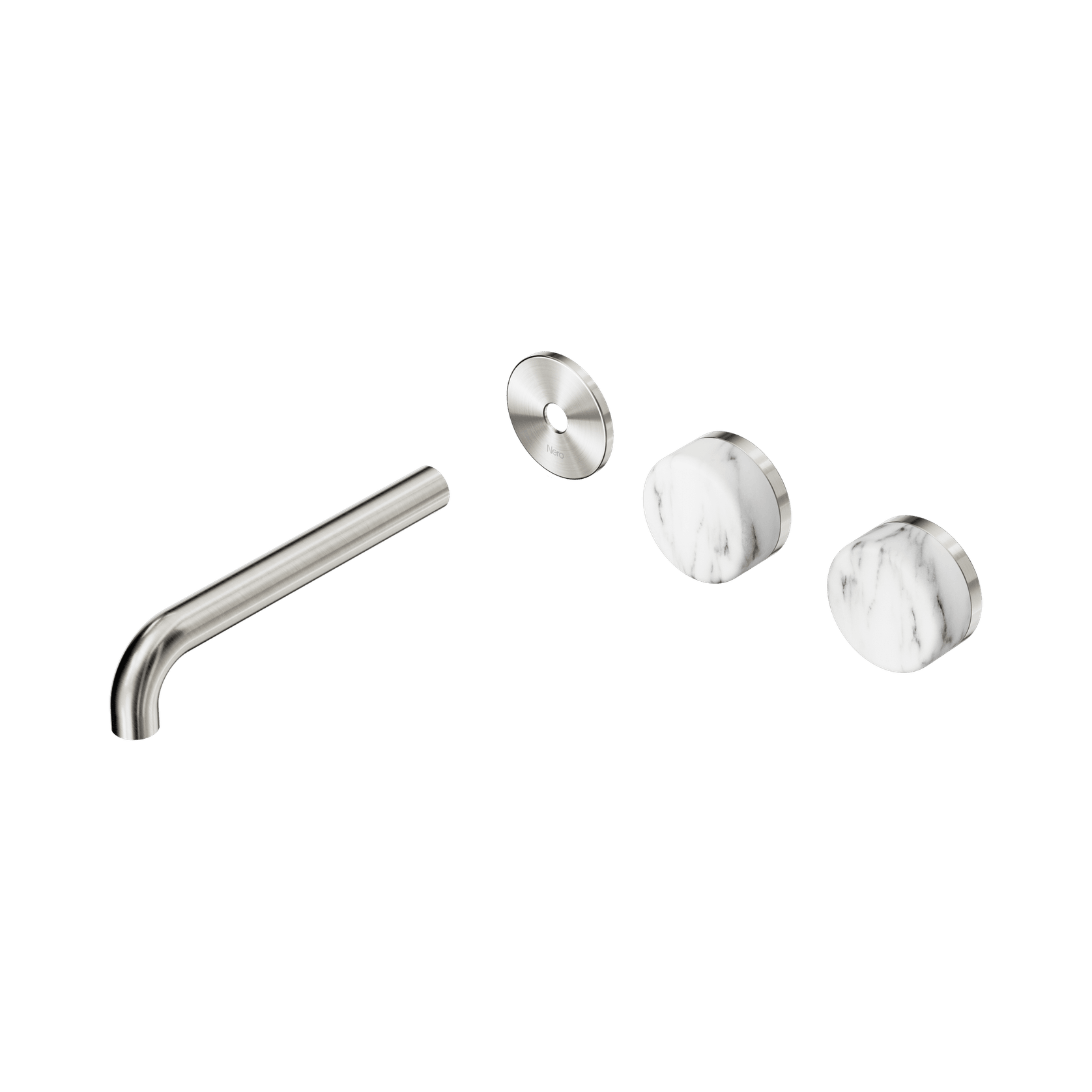Serenity Wall Basin 185mm Offspout + Arabescato Corchia Handle Brushed Nickel gallery detail image