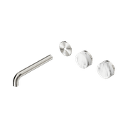 Serenity Wall Basin 185mm Offspout + Arabescato Corchia Handle Brushed Nickel gallery detail image