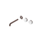 Serenity Wall Basin 185mm Offspout + Arabescato Corchia Handle Brushed Bronze gallery detail image