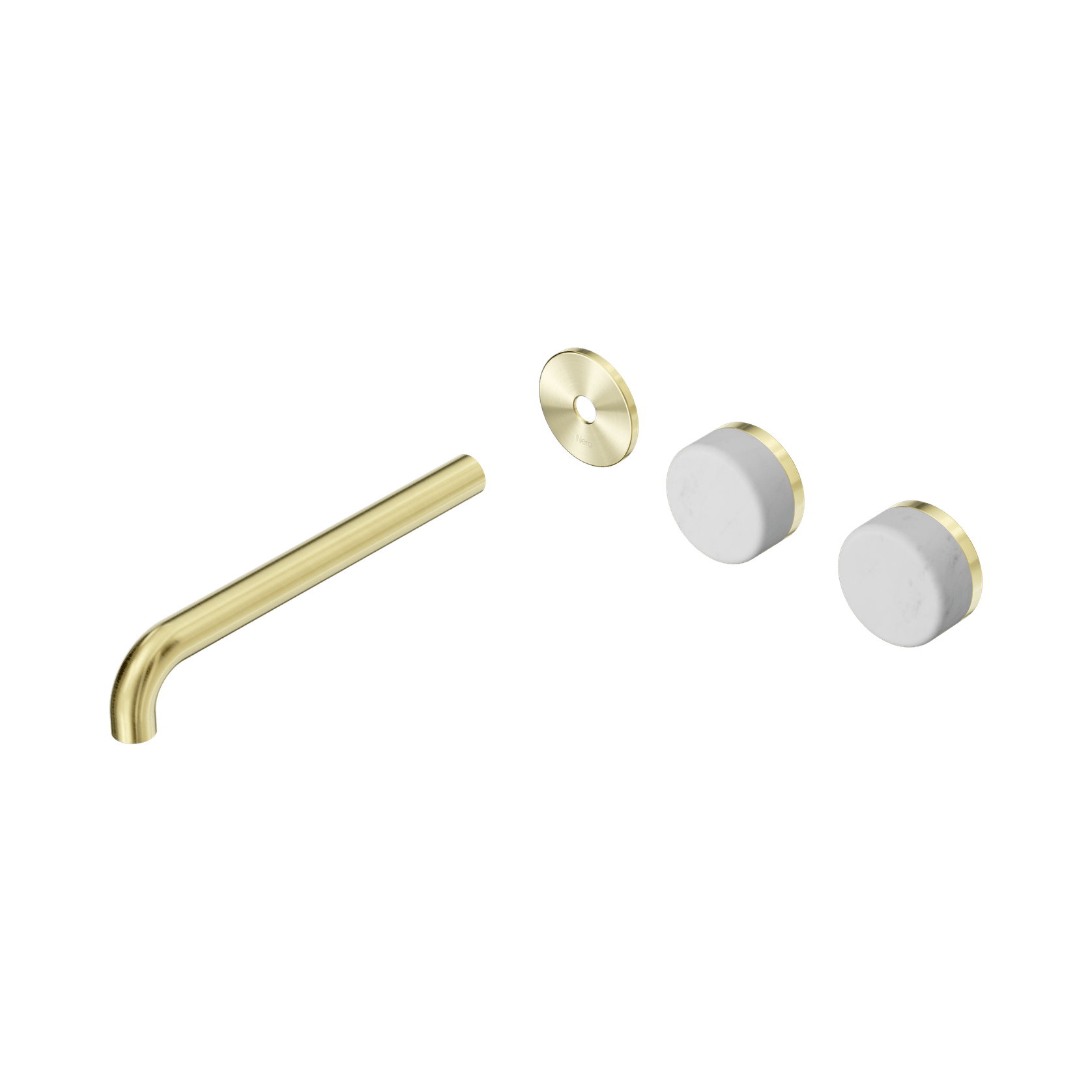 Serenity Wall Basin 220mm Offspout + Carrara Handle Brushed Gold gallery detail image
