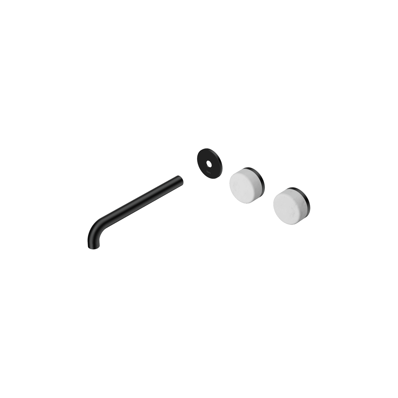 Serenity Wall Basin 220mm Offspout + Carrara Handle Matte Black gallery detail image